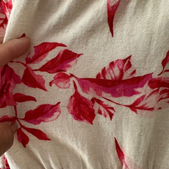 Anthropologie Red Cream Floral V-Neck Long Sleeve Tiered Dress Embroidered M - Picture 13 of 16